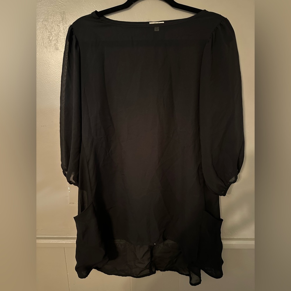 Shear black high low blouse. Size large.